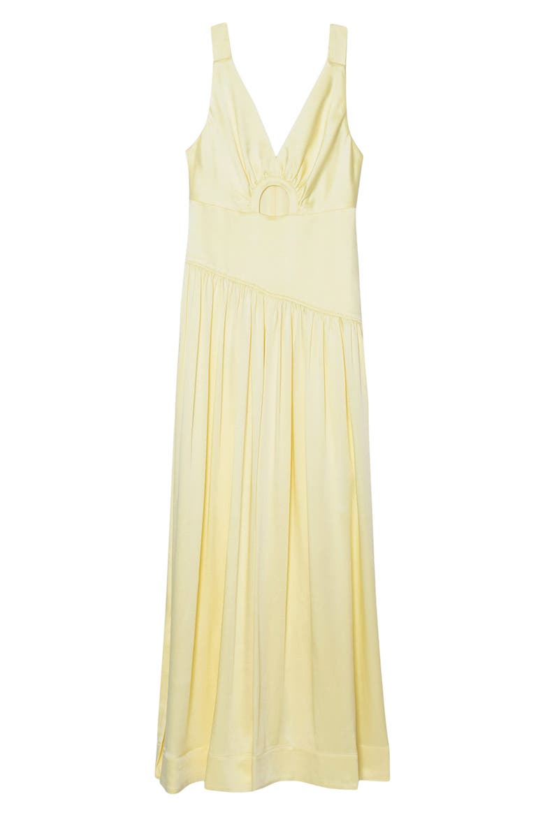Ruched Cutout V-Neck Gown, Main, color, LEMON ICE