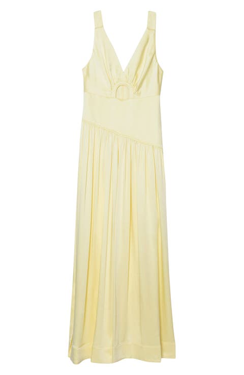 Ruched Cutout V-Neck Gown