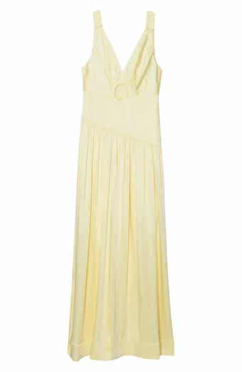 Ruched Cutout V-Neck Gown
