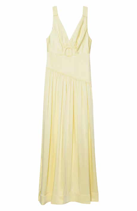 Ruched Cutout V-Neck Gown