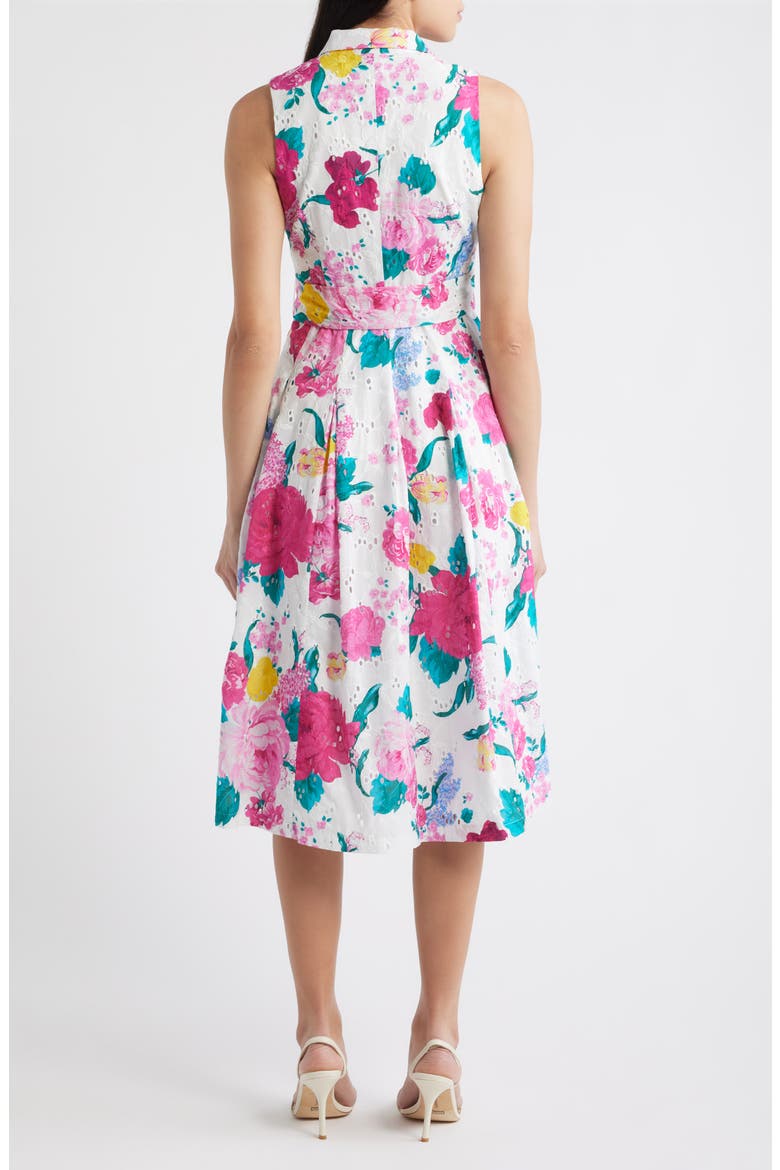 Floral Print Eyelet Midi Wrap Dress, Alternate, color, CRISPT WHITE MULTI