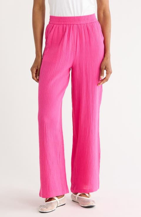 Aymie Cotton Gauze Pull-On Pants