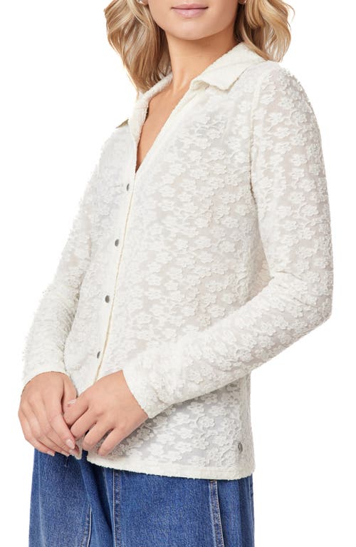 Scotch & Soda Button Front Long Sleeve Top In White