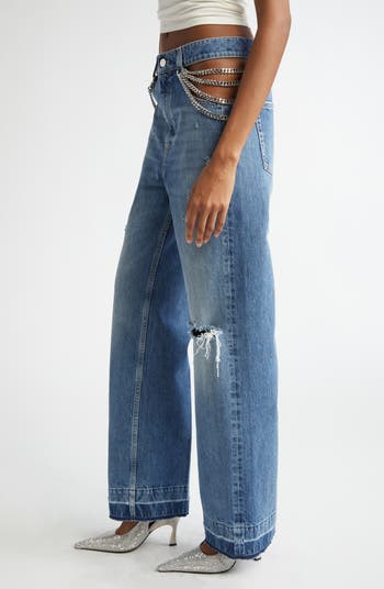 Stella McCartney Falabella Hips Distressed Straight Leg