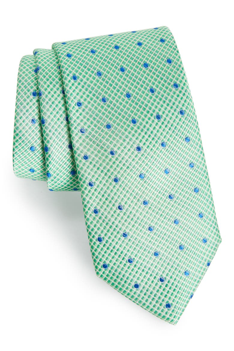 Drayton Dot Silk Tie, Main, color, GREEN