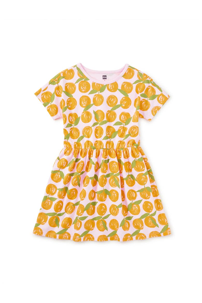 Short Sleeve Twirl Dress, Main, color, Valencia Orange