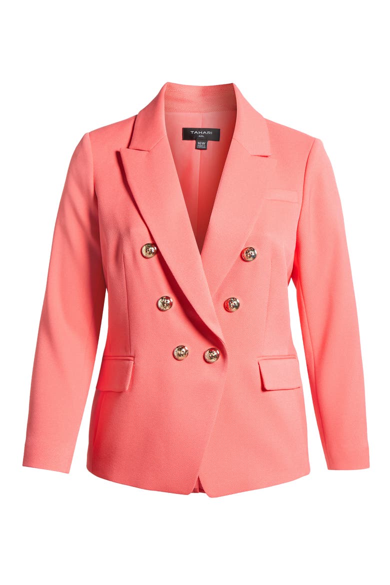 Double Breasted Twill Blazer, Alternate, color, SUNSET