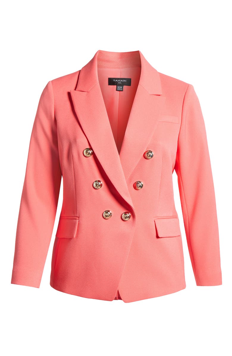 Tahari ASL Double Breasted Twill Blazer, Alternate, color, Sunset