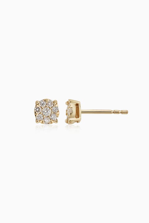 14K Gold Blossom Diamond Studs