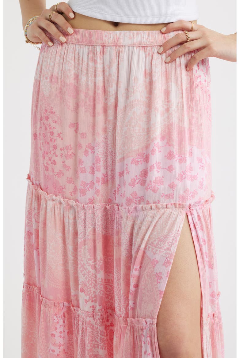 Tiered Maxi Skirt, Alternate, color, PINK FLORA PAISLEY