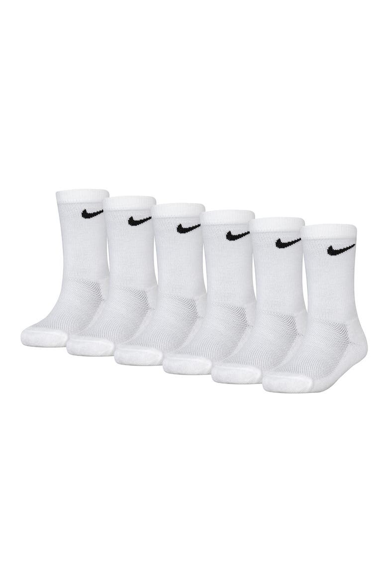 Kids' 6-Pack Performance Cushioned Crew Socks, Main, color, WHITE