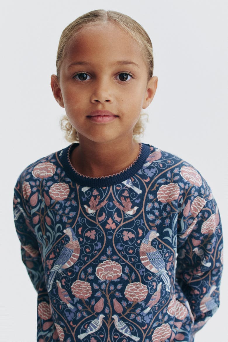 Patterned Cotton Sweatshirt, Alternate, color, Dark turquoise/patterned