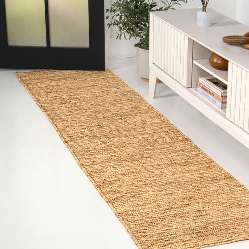 Jonathan Y Griffin Rustic Farmhouse Woven Jute Solid Area Rug In Gold