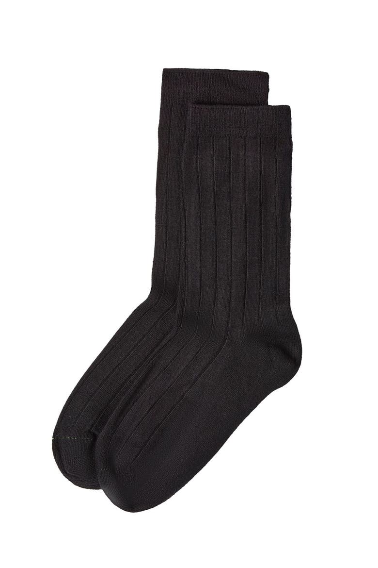 Boys' Ribbed Crew Socks, Alternate, color, Black