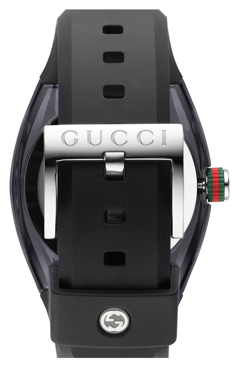 Gucci 'Sync - Medium' Rubber Strap Watch, 36mm, Alternate, color, Black