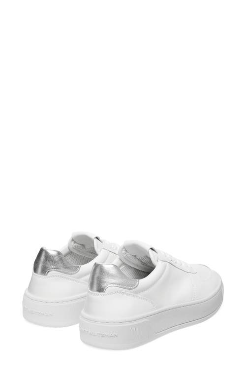 Stuart Weitzman Courtside Sneaker In White/silver Leather
