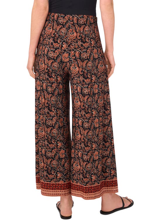 Vince Camuto Print Pull-on Wide Leg Pants In Brown