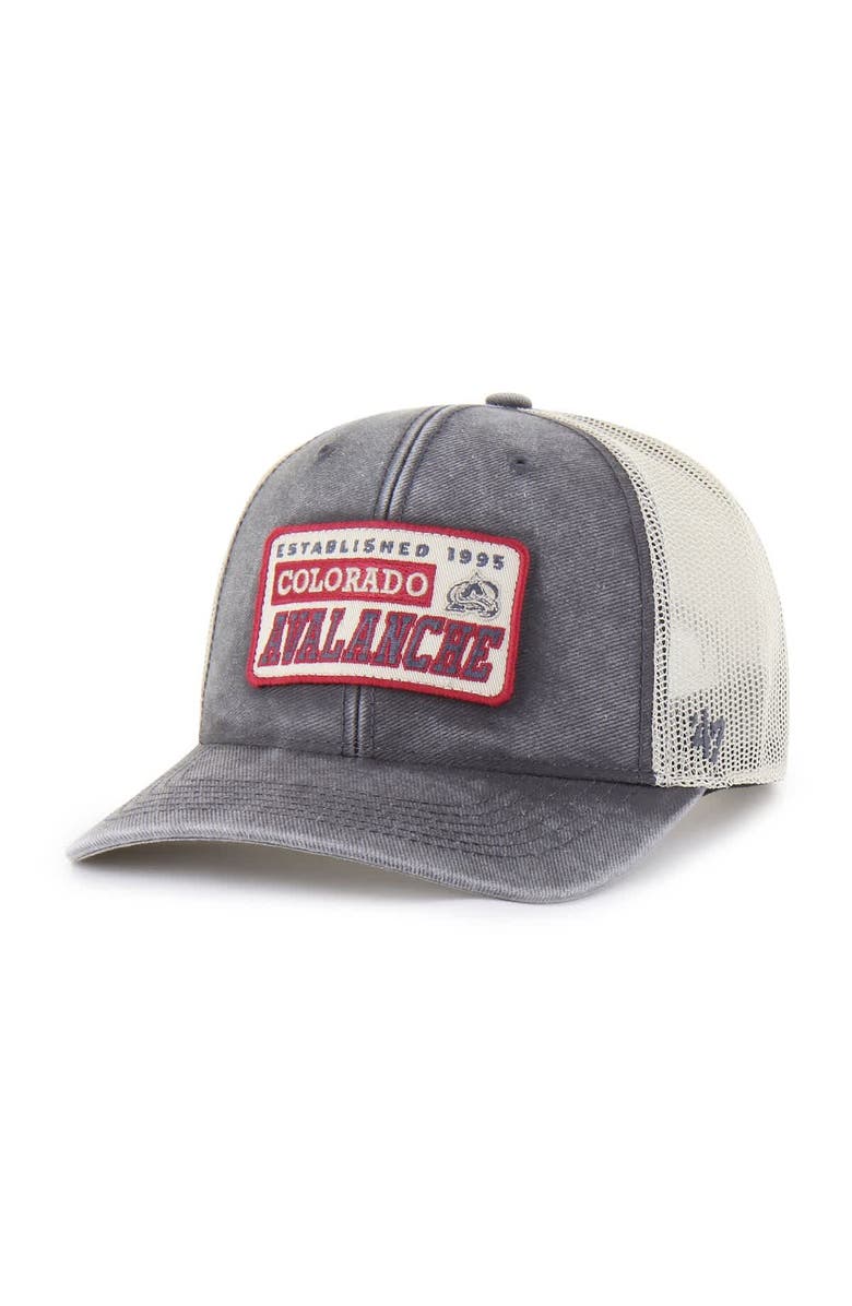 '47 Men's '47 Charcoal Colorado Avalanche Canteen Pigment Dyed Patch Trucker Adjustable Hat, Main, color, Charcoal
