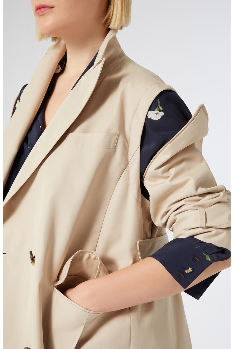 Zanzero Double Breasted Convertible Raincoat, Alternate, color, BEIGE