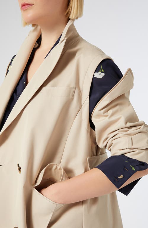 Marina Rinaldi Zanzero Double Breasted Convertible Raincoat In Beige