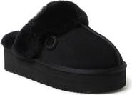 DEARFOAMS Fireside Melton Genuine Shearling Platform Scuff Slipper