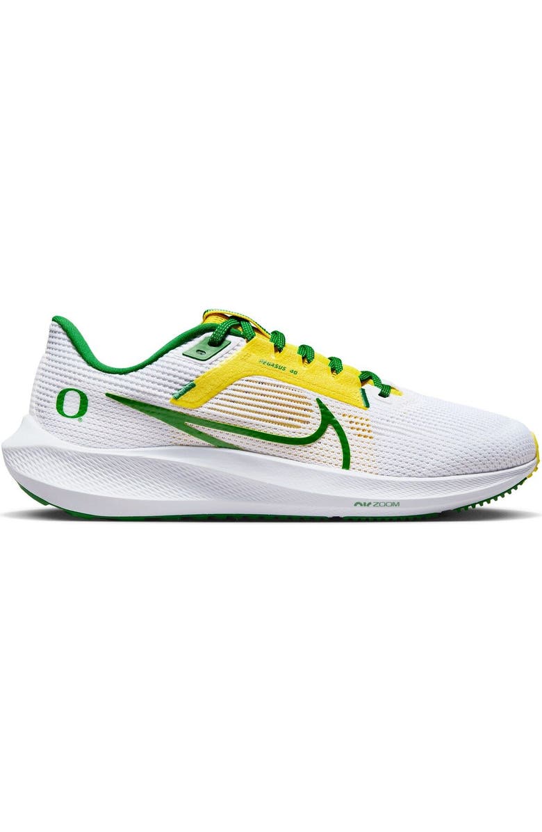 Nike Unisex Nike White Oregon Ducks Zoom Pegasus 40 Running Shoe, Alternate, color,