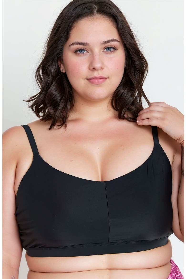 Plus Size Adjustable Strap Clasp Swim Bra, Main, color, Black