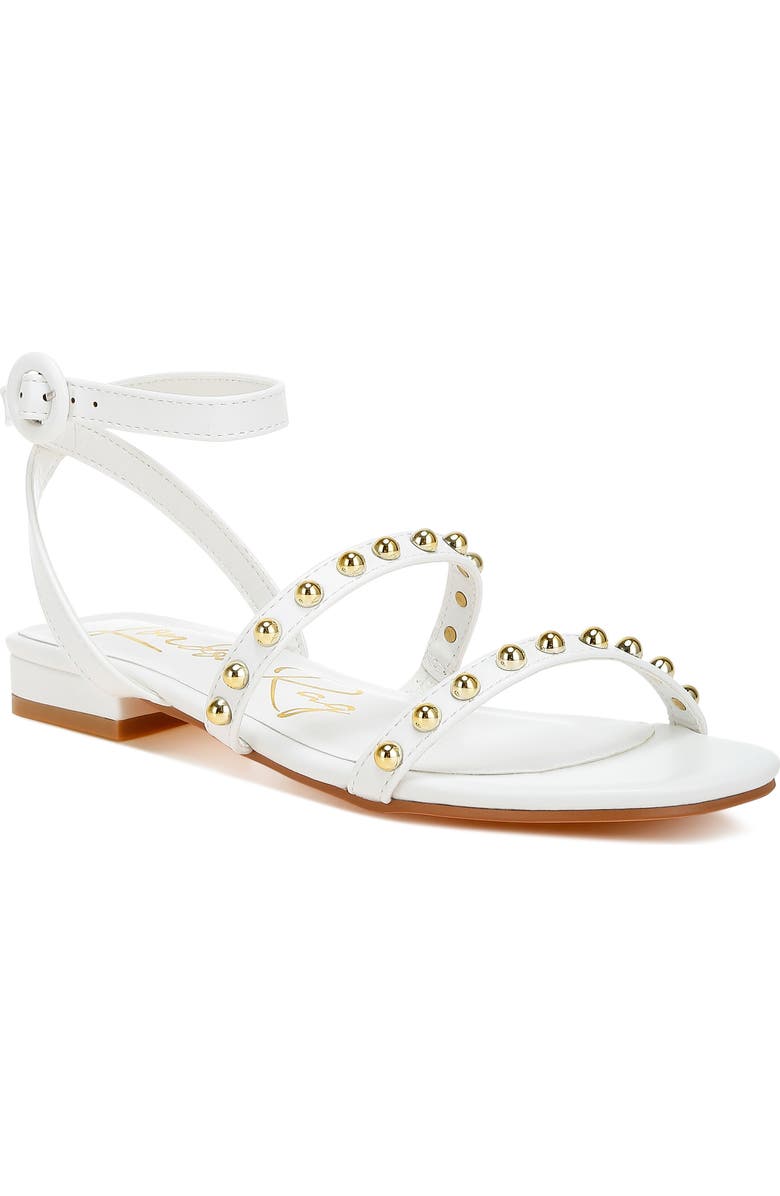 LONDON RAG Flippity Studded Ankle Strap Sandal, Main, color, Off White