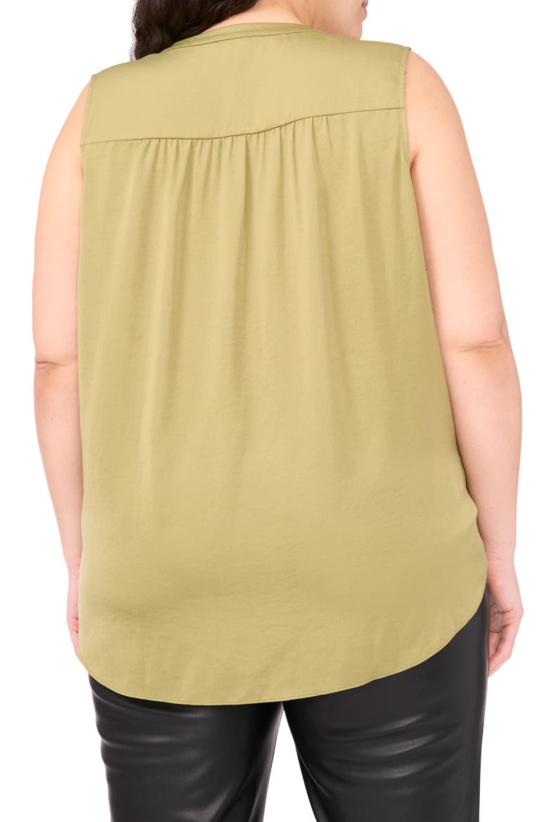 V-Neck Rumple Satin Blouse, Alternate, color, MOSS GREEN