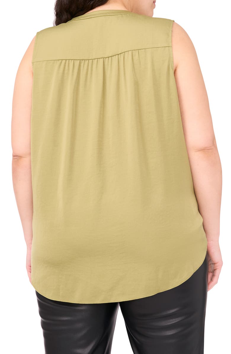 Vince Camuto V-Neck Rumple Satin Blouse, Alternate, color, Moss Green