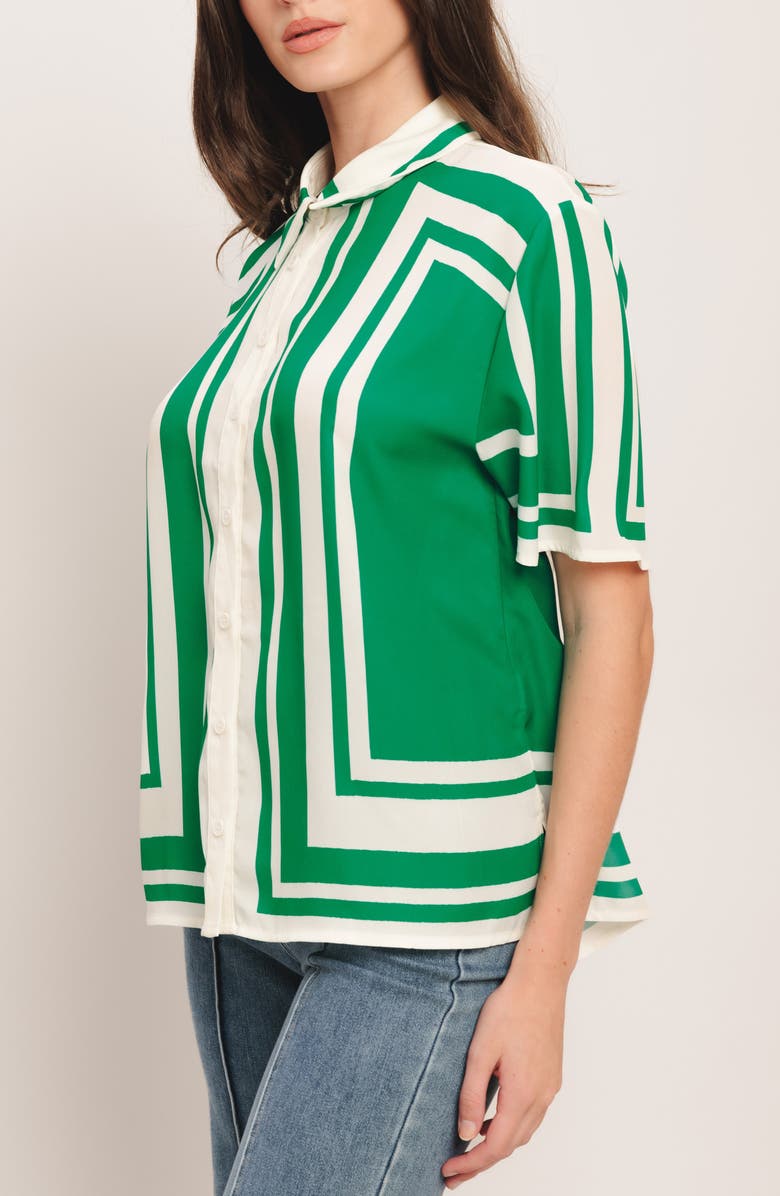 FLYING TOMATO Striped Button Up Top, Alternate, color, Ivory Green