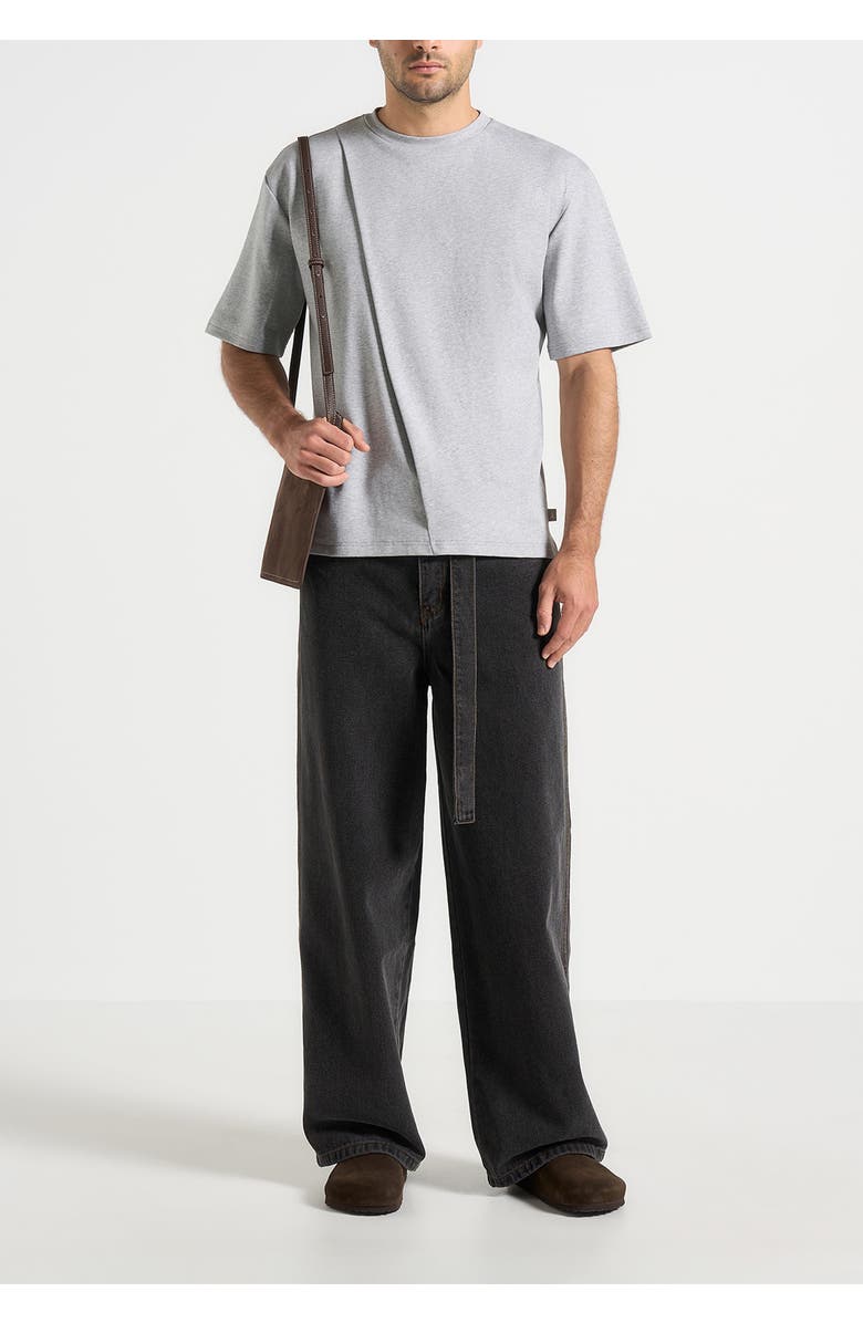 Manière De Voir Hugo Relaxed Fit Cotton T-Shirt With Pleat, Main, color, Grey