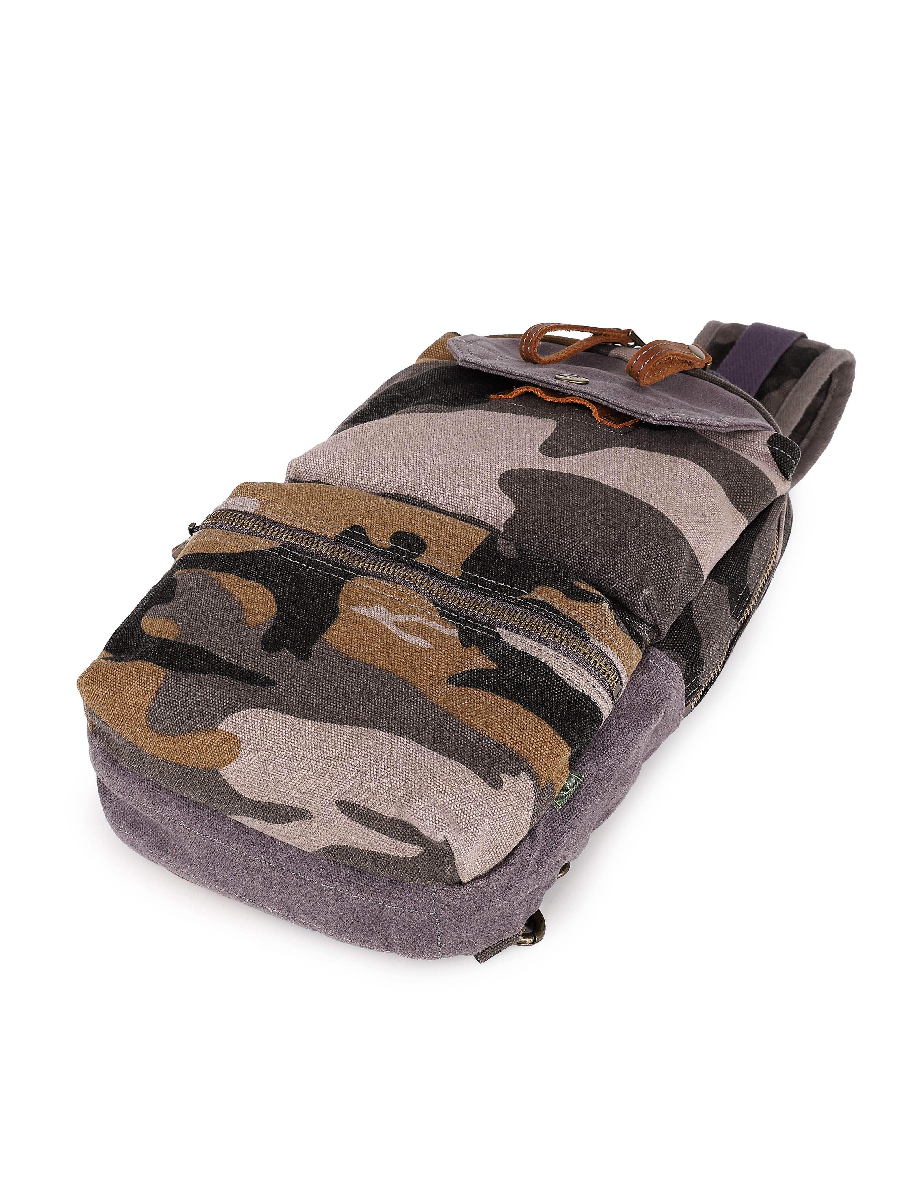 TSD Brand Mountain Leaf Rugged Trail Ready Sling Bag, Alternate, color, Grey Camo