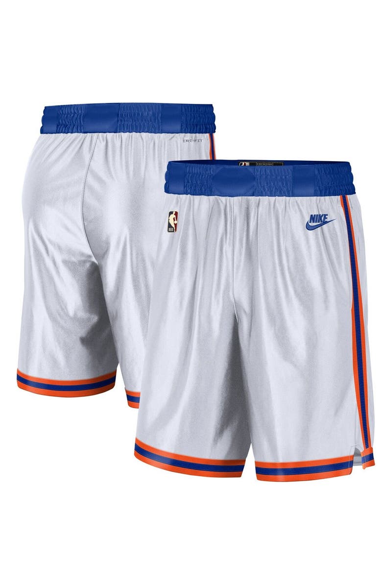 Nike Men's Nike White/Blue New York Knicks 2021/22 Classic Edition Swingman Performance Shorts, Main, color, 
