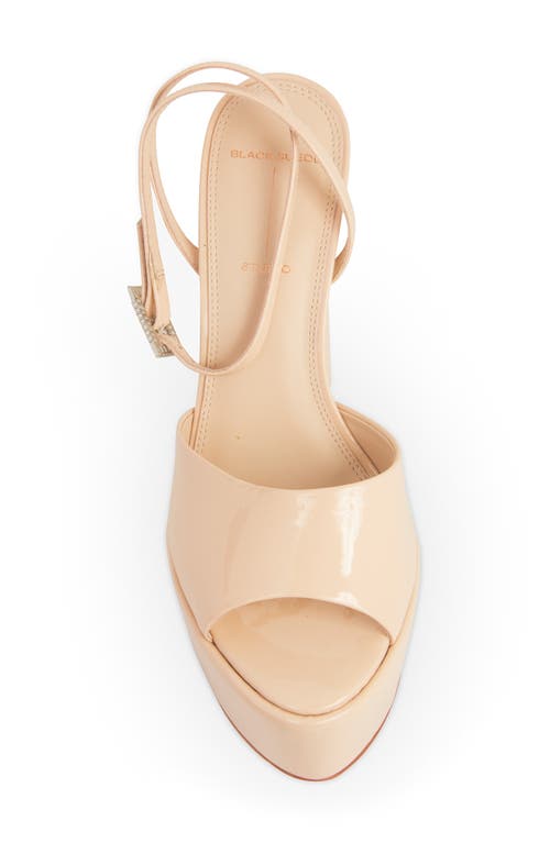 Black Suede Studio Zoe Ankle Strap Platform Sandal In Blush Patent