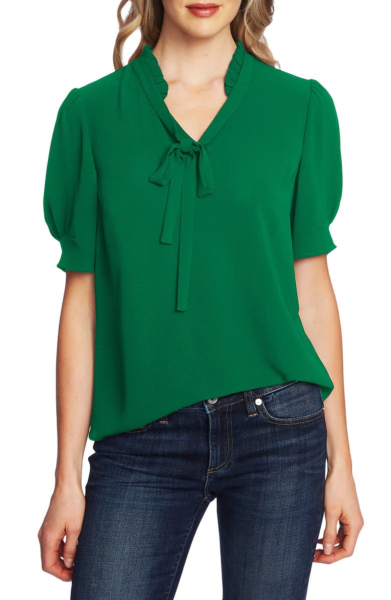 CeCe Ruffle Tie Neck Top, Main, color, 