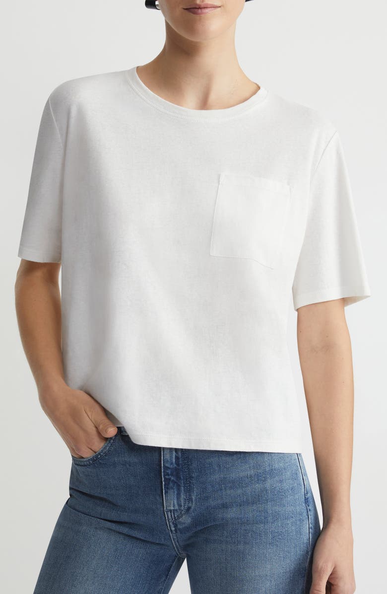 Lafayette 148 New York Linen & Cotton Pocket T-Shirt, Main, color, 
