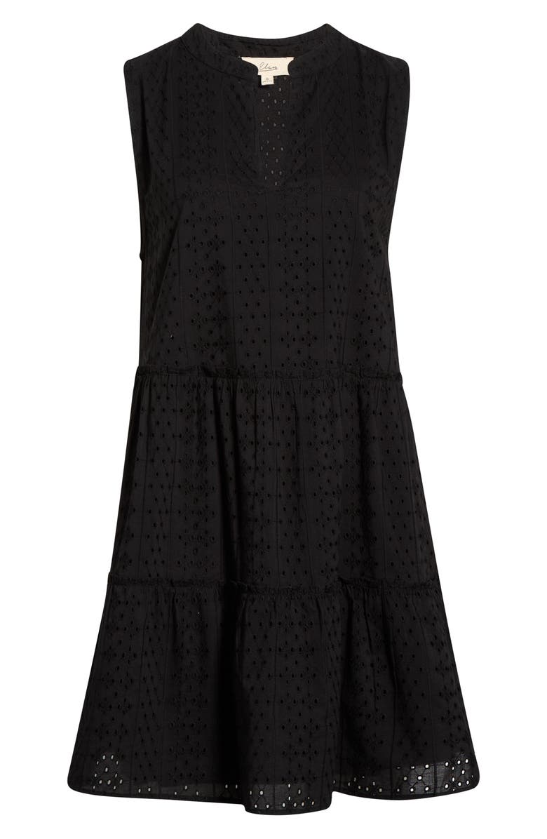 Elan Eyelet Tiered Sleeveless Cover-Up Minidress, Alternate, color, Black