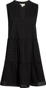 Elan Eyelet Tiered Sleeveless Cover-Up Minidress