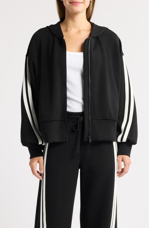 Striped Sleeve Full Zip Hoodie