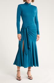 Cinq à Sept Johnson Side Ruched Long Sleeve Jersey Dress