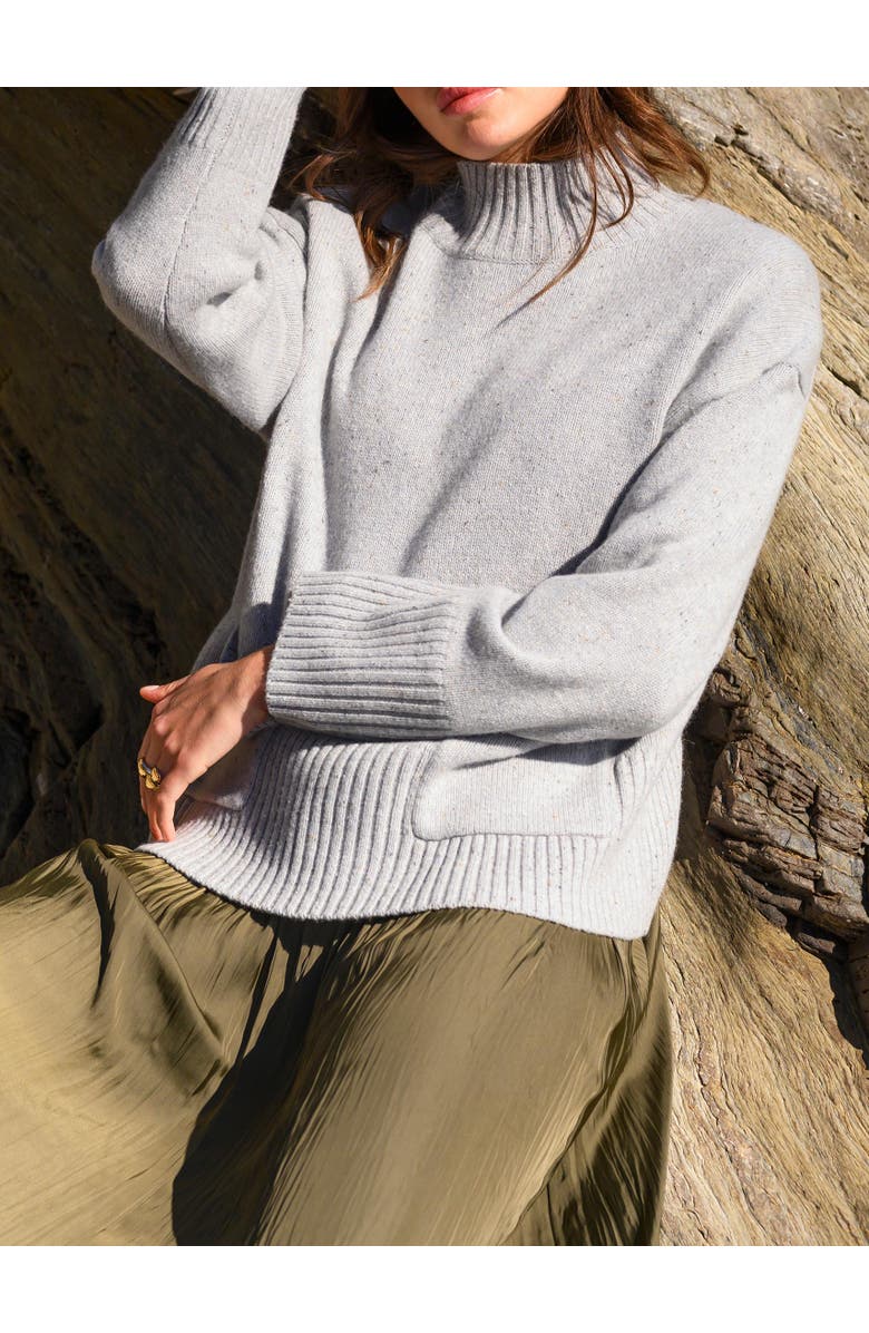 Celtic & Co. Flecked Patch Pocket Sweater, Alternate, color, Light Grey