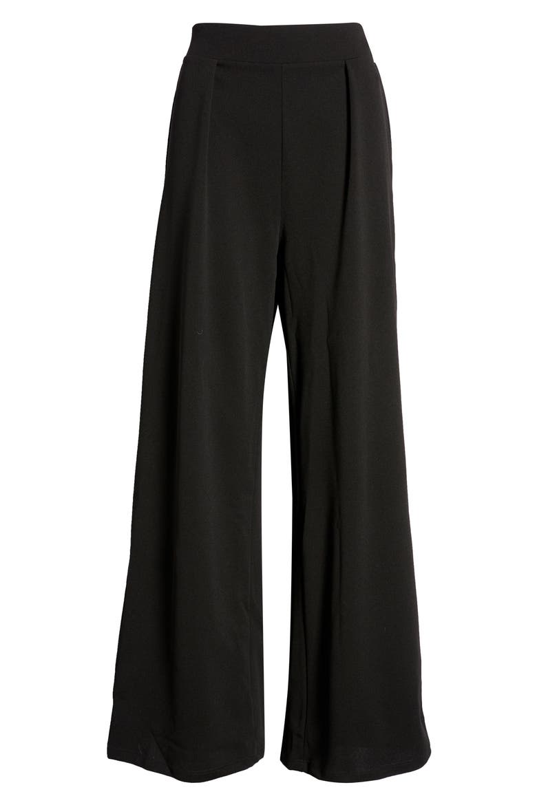 Scuba Crepe Wide Leg Pants, Alternate, color, BLACK