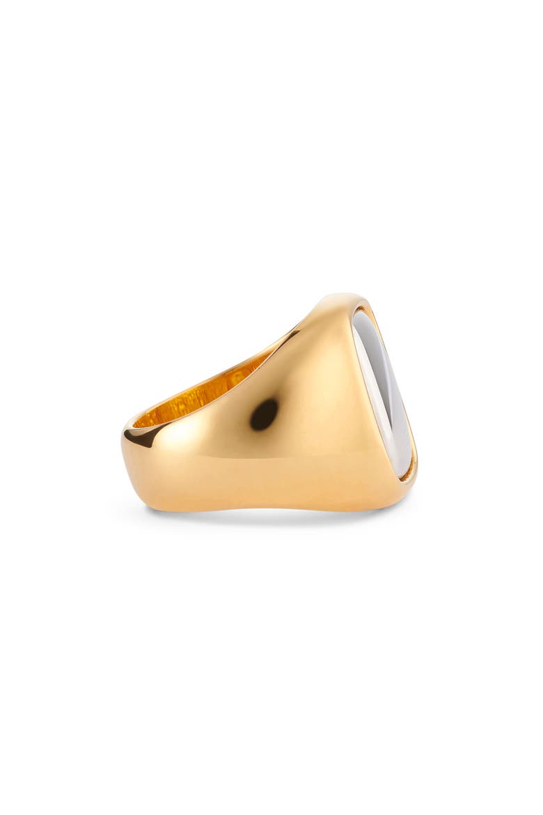 Small Toy Signet Ring, Alternate, color, GOLD/ SILVER