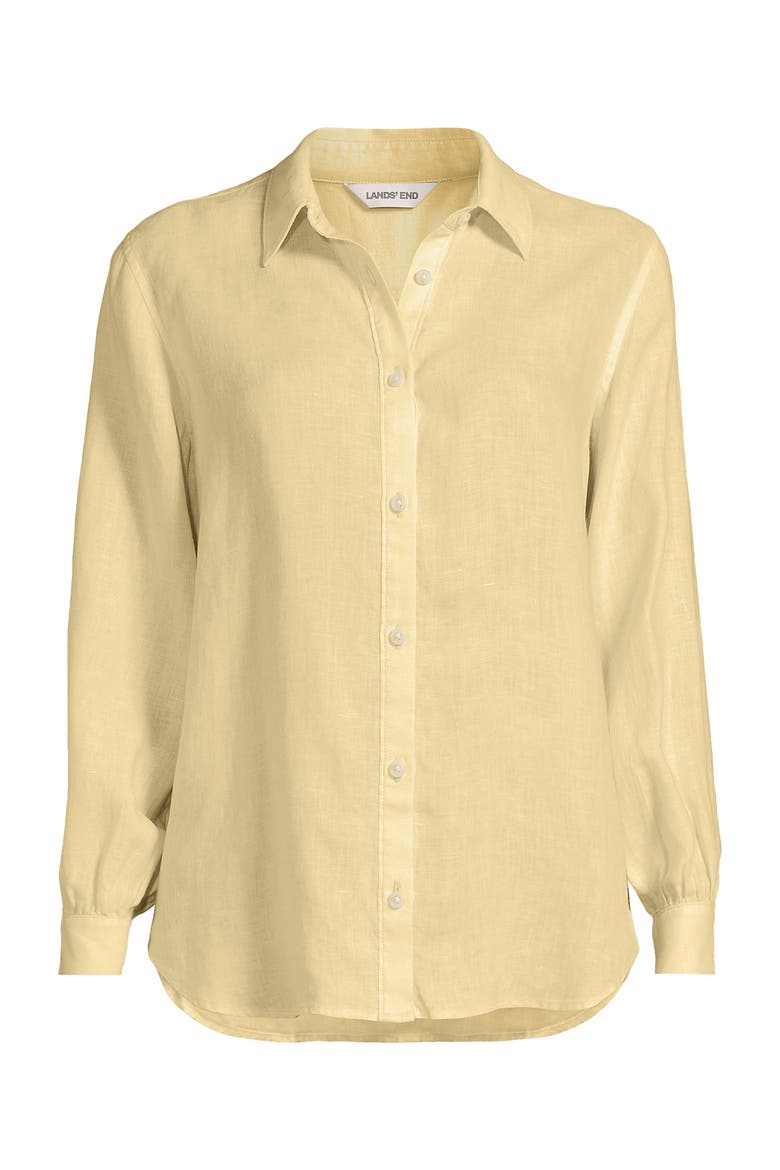 Plus Size Linen Long Sleeve Feminine Shirt, Alternate, color, Pale Sunbeam Yellow