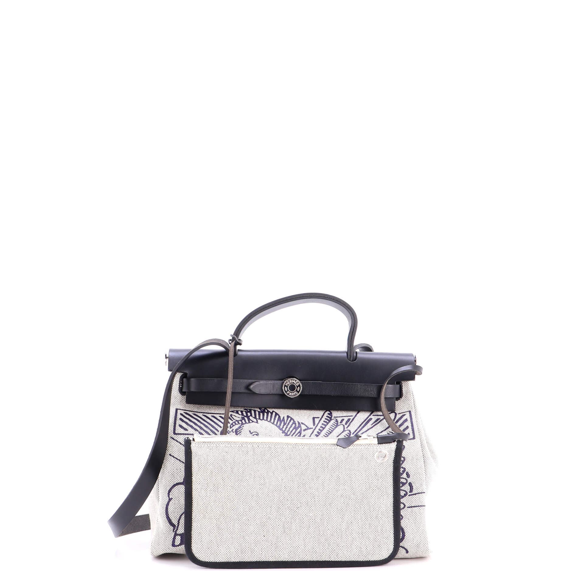 Pre-Owned Hermes Herbag Zip Pegase Pop Toile and Leather 31, Alternate, color, Bleu Indigo