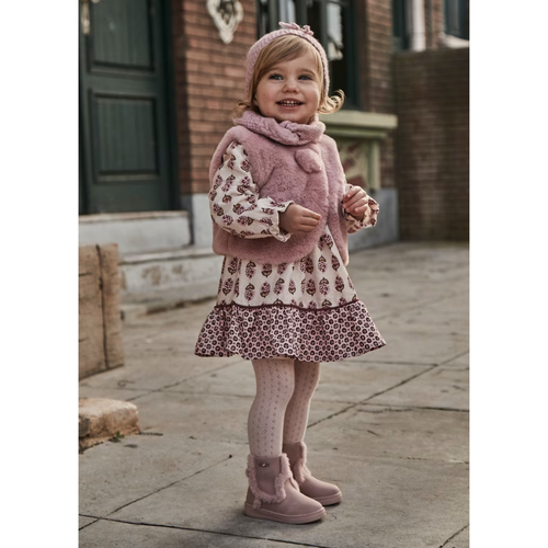 Mayoral Baby Viyella Print Dress In Brown