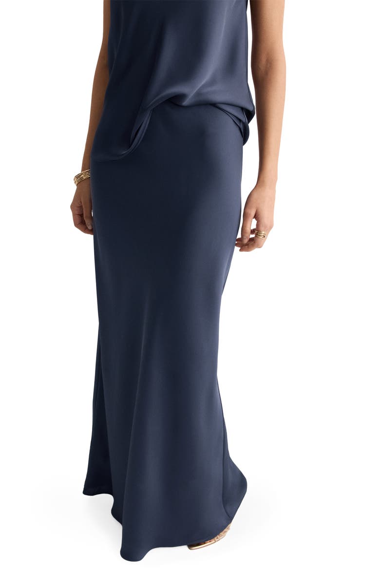 Satin Maxi Skirt, Main, color, NIGHT BLUE