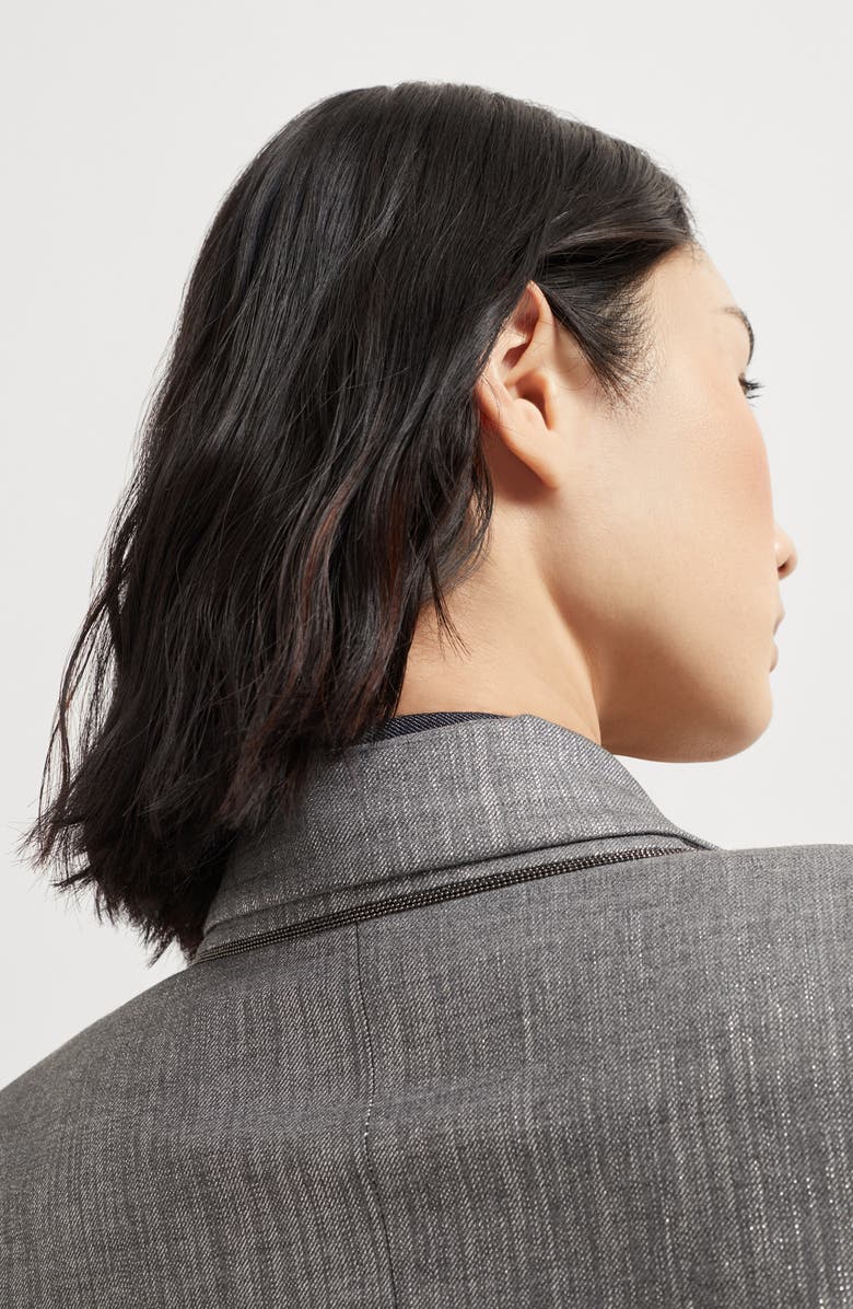 Brunello Cucinelli Sparkling twill blazer, Alternate, color, Silver