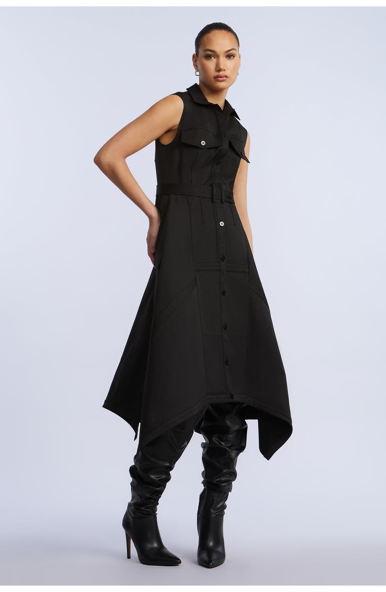 BCBGMAXAZRIA Scarf Hem Taffeta Twill Dress, Alternate, color,